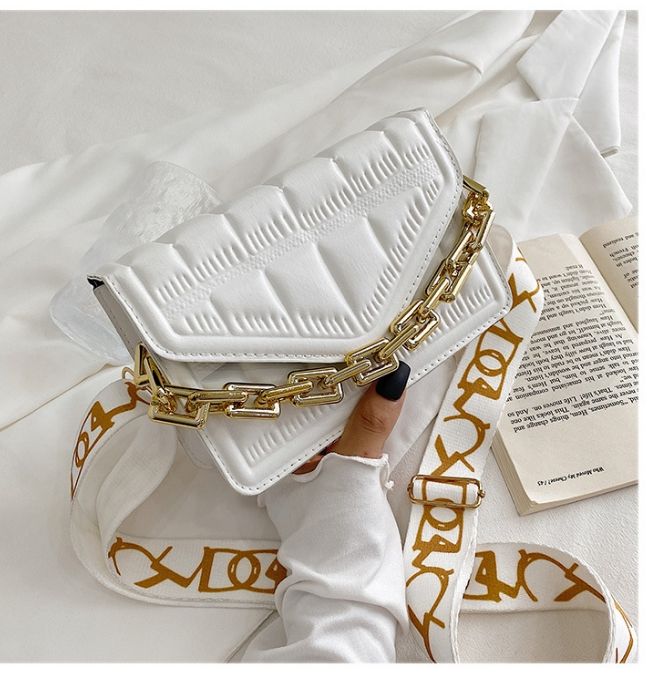 White Fashion Chain Ladies Handbag- White