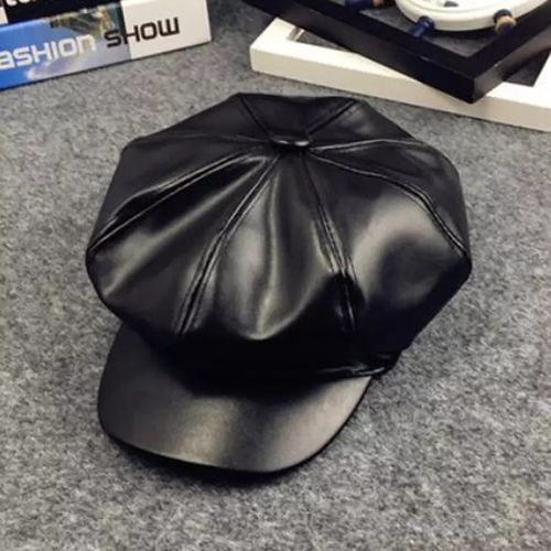 UNISEX STYLISH FASHION LEATHER BERET BLACK