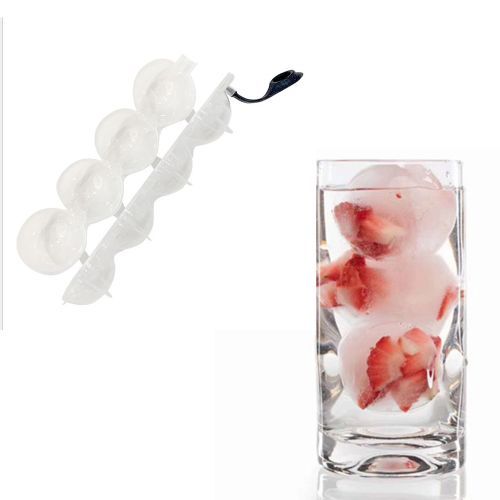 2Pcs 4 Hole Ice Hockey Silicone Mould 5.5cm Big Size Ball DIY Whiskey Wine Tail Ice Cube Maker Party Home Bar Kitchen Tool-Clear