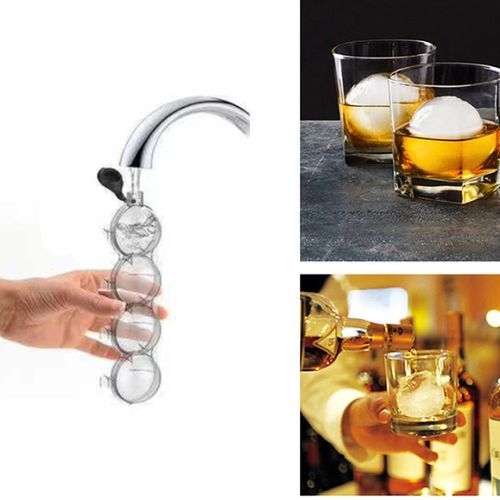 2Pcs 4 Hole Ice Hockey Silicone Mould 5.5cm Big Size Ball DIY Whiskey Wine Tail Ice Cube Maker Party Home Bar Kitchen Tool-Clear