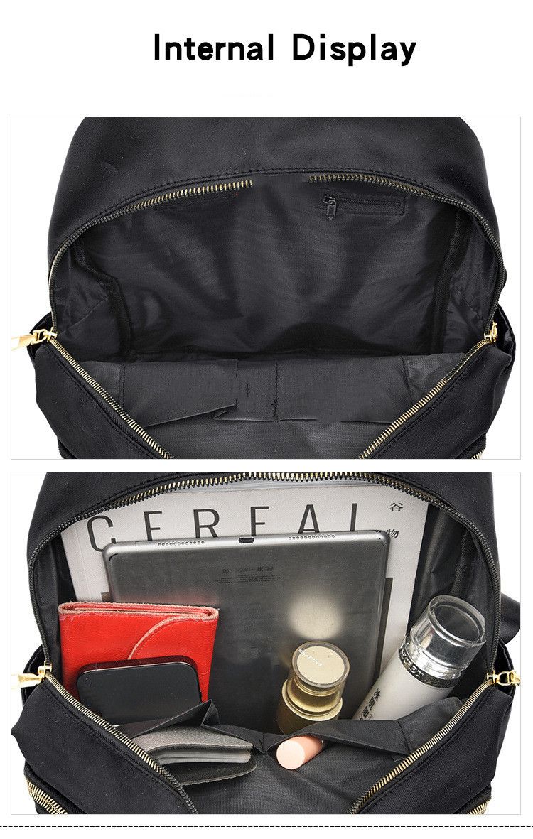 Ladies Top Backpack Bags School Waterproof Travel Shoulder Black