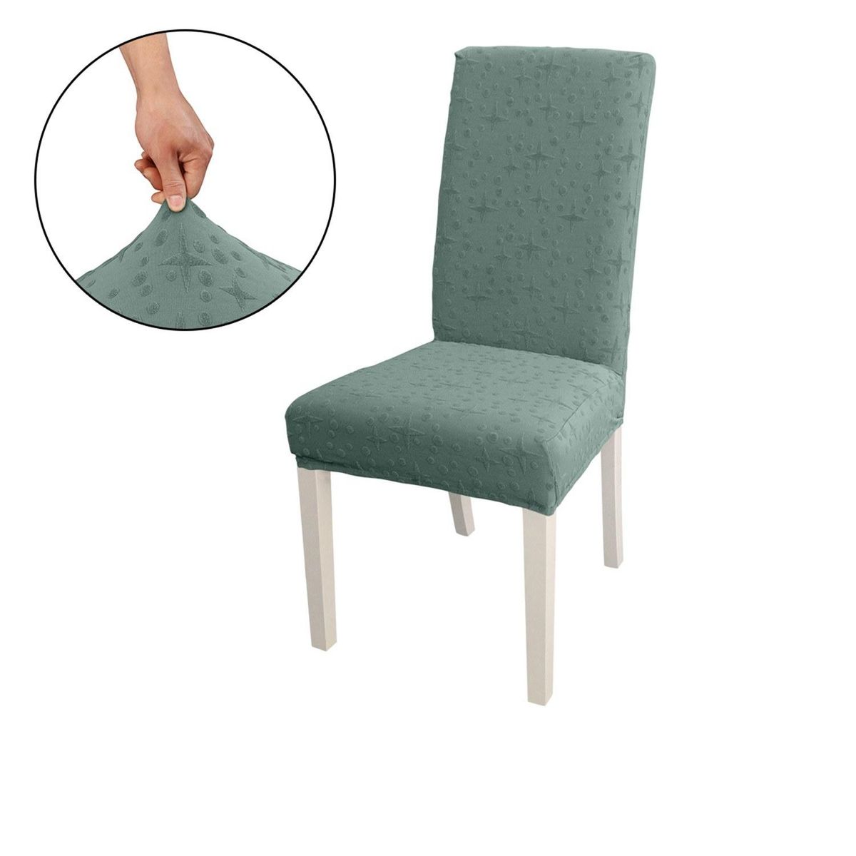 Dining Chair Slipcover, High Stretch Removable Chair Cover Washable Chair Seat Protector Cover, Jacquard Pattern, Chair Cover Slipcover for Home Party Hotel Wedding Ceremony, Green
