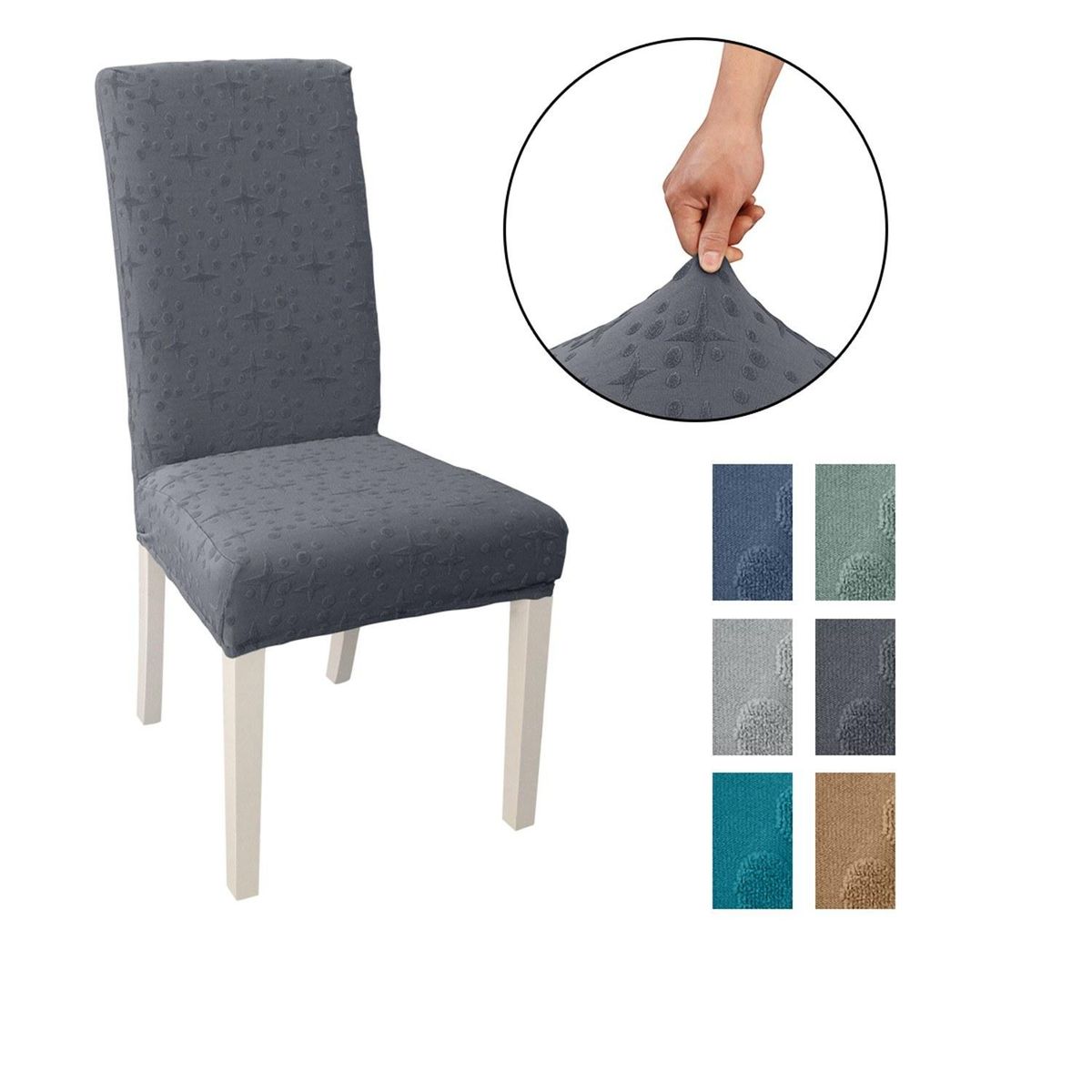 Dining Chair Slipcover, High Stretch Removable Chair Cover Washable Chair Seat Protector Cover, Jacquard Pattern, Chair Cover Slipcover for Home Party Hotel Wedding Ceremony, Green