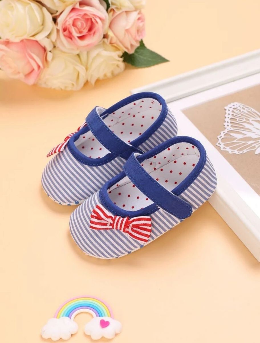 Baby Girl Glitter Side Bow Prewalkers (white/blue)