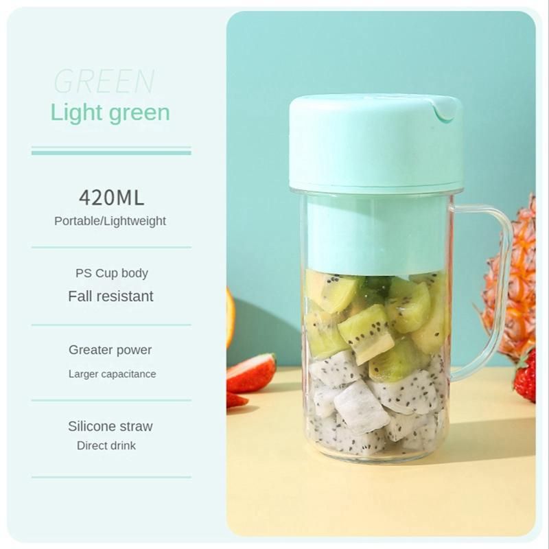 Electric Juicer Mini Portable Blender Fruit Mixers Extractors Multifunction Juice Maker Machine Blender with Straw Blue