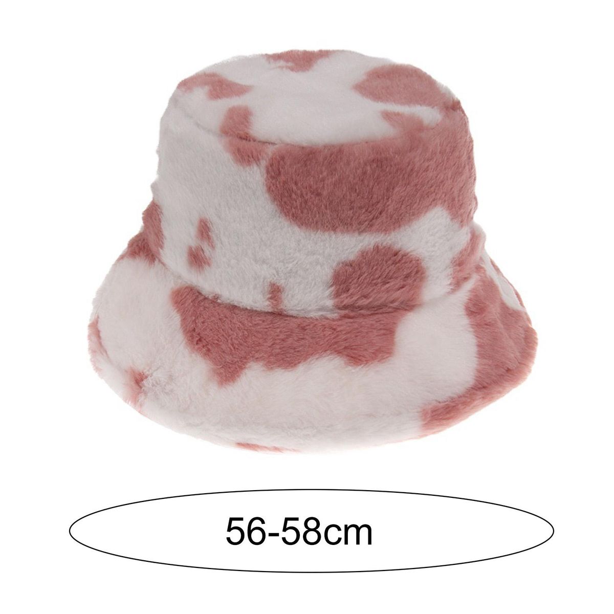 Cow Print Thickened Bucket Hat Plush Wide Brim Foldable-Cow