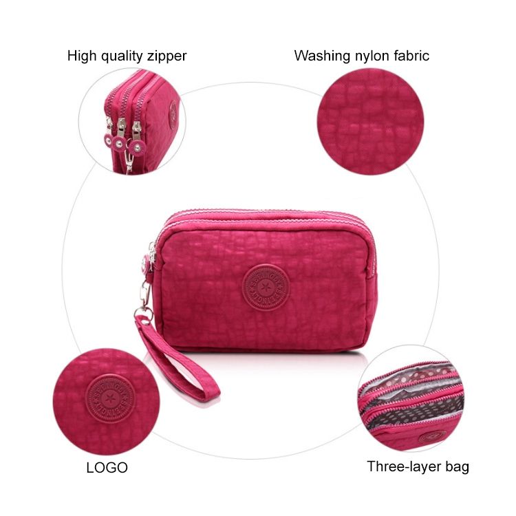 Three-Layer Zipper Short For Ladies Change Mobile Bag(Blue)