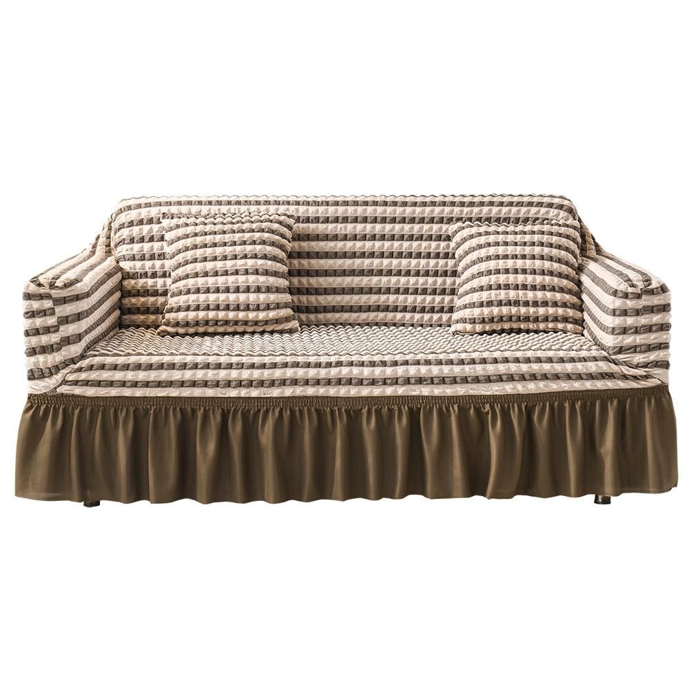 Luxury Fabric Sofa Slipcover Non-Slip All Seasons For 2 Seats-Coffee
