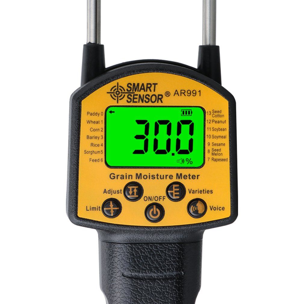 Digital Moisture Meter Cereal Moisture Meter AR991 Smart Sensor For Use In Corn Wheat Rice Grains Wheat Flour Monkfish Seed