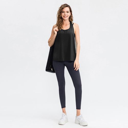 Women's Sports Blouse Breathable Fitness Vest Running Sleeveless Top（Black）