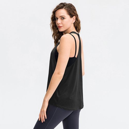 Women's Sports Blouse Breathable Fitness Vest Running Sleeveless Top（Black）
