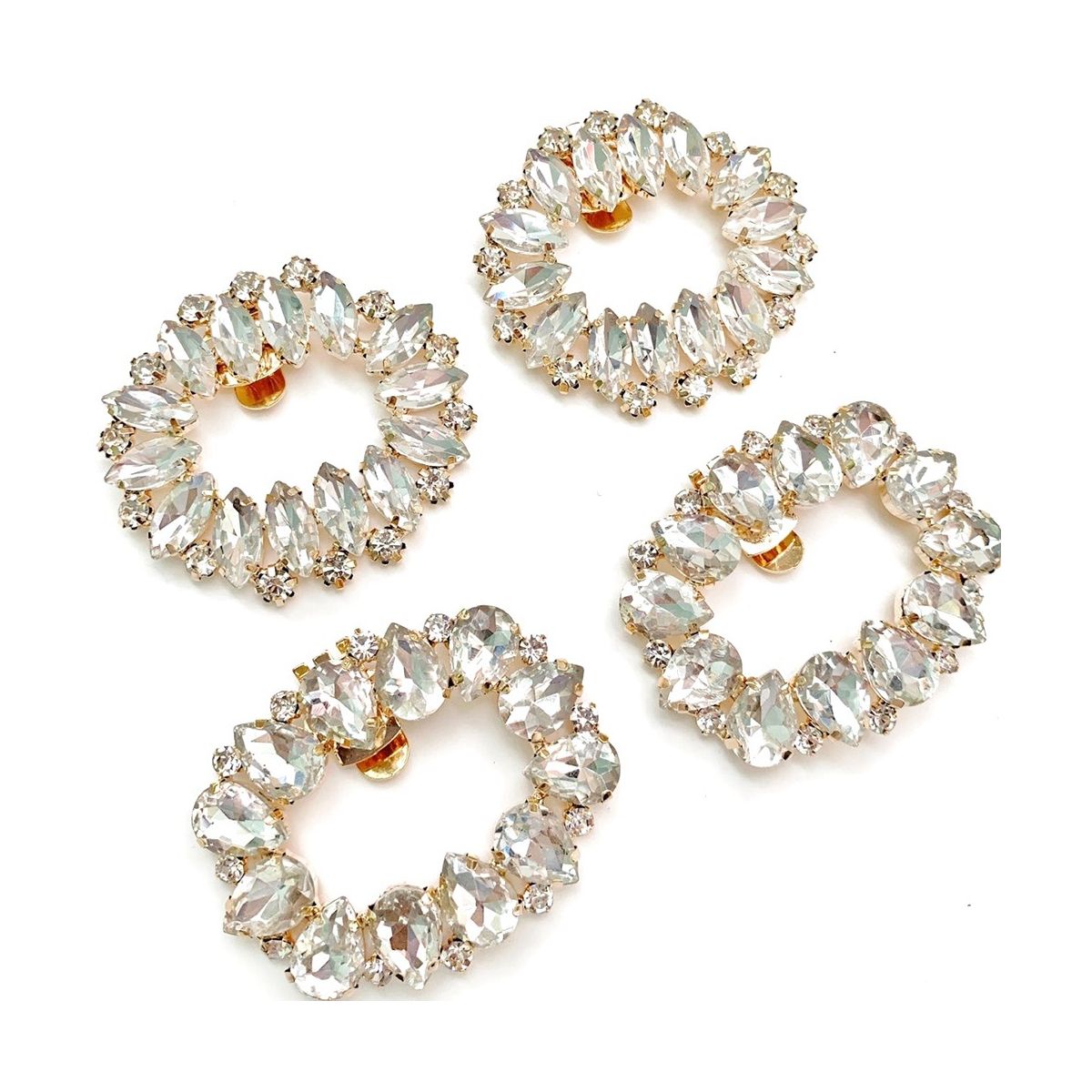 4Pcs Elegant Rhine Crystal Metal Shoe Clips Bridal Flower Shoe Buckles for Wedding Party Purse Hardware Decoration