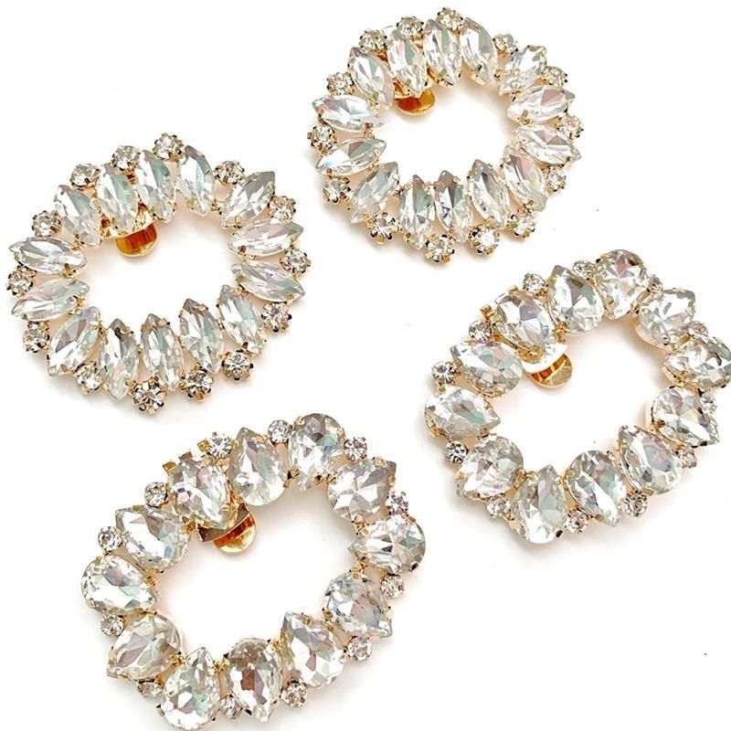 4Pcs Elegant Rhine Crystal Metal Shoe Clips Bridal Flower Shoe Buckles for Wedding Party Purse Hardware Decoration
