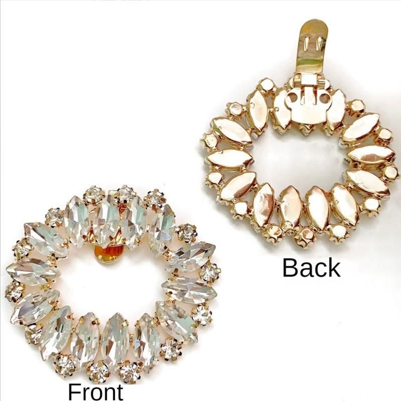 4Pcs Elegant Rhine Crystal Metal Shoe Clips Bridal Flower Shoe Buckles for Wedding Party Purse Hardware Decoration