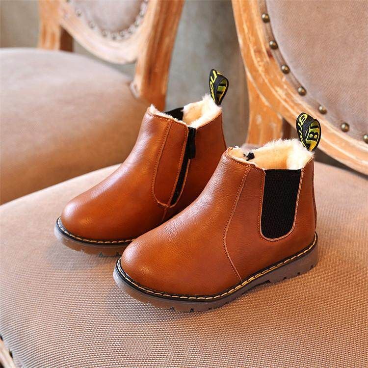 2017 Winter Children Kids Warm Boots Snow Baby Toddler Boys Girls Faux Fur Shoes BROWN Brown 32