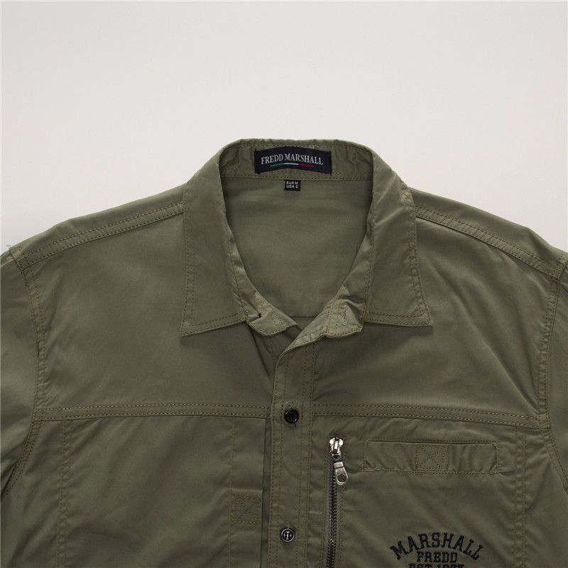 Men's Long Sleeve 100% Cotton Field Shirt - Green