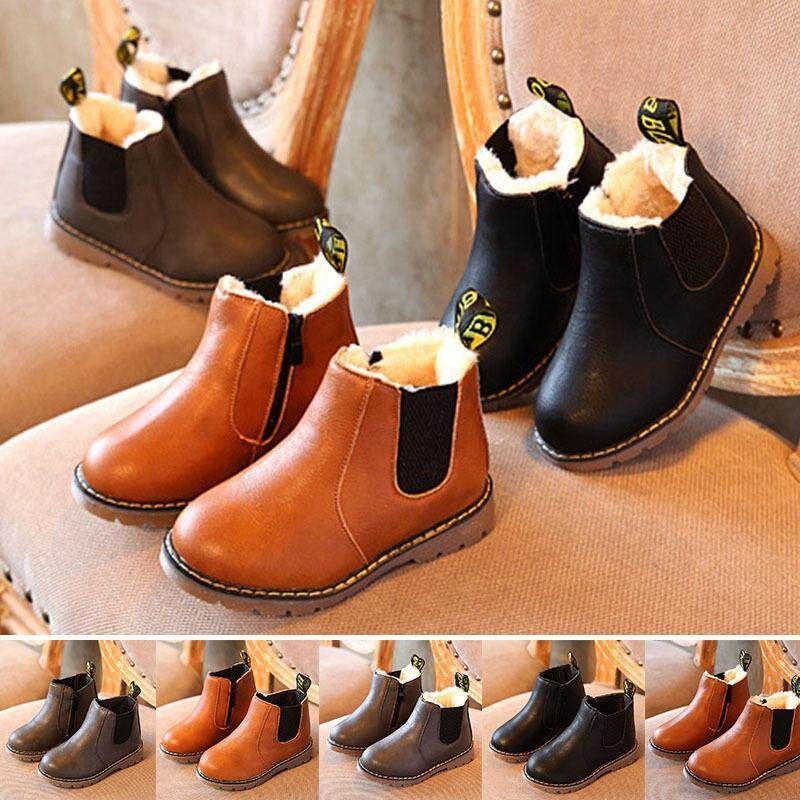 2017 Winter Children Kids Warm Boots Snow Baby Toddler Boys Girls Faux Fur Shoes BROWN Brown 28