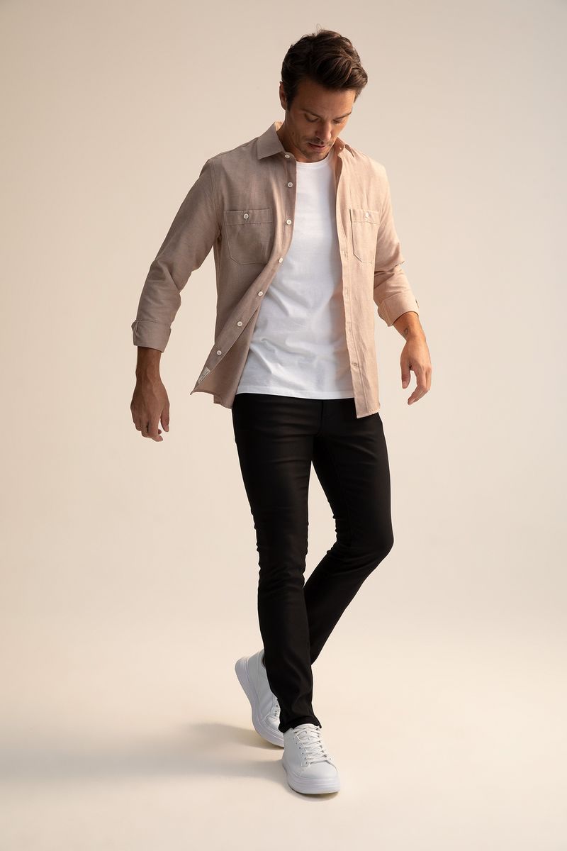 Man - Slim Fit Chino Trousers-Black