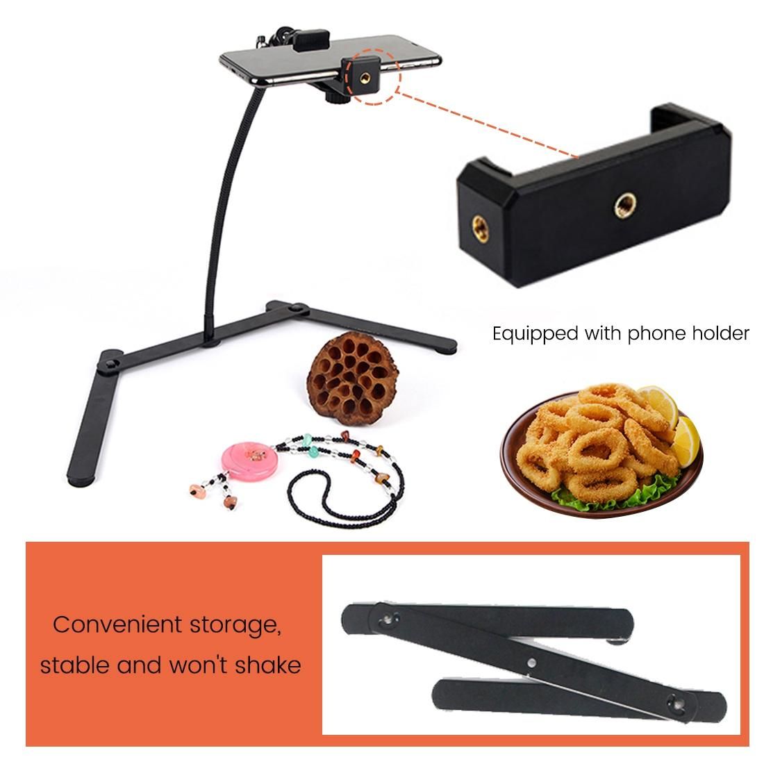 Adjustable Tripod with Cellphone Holder, Overhead Phone Moun