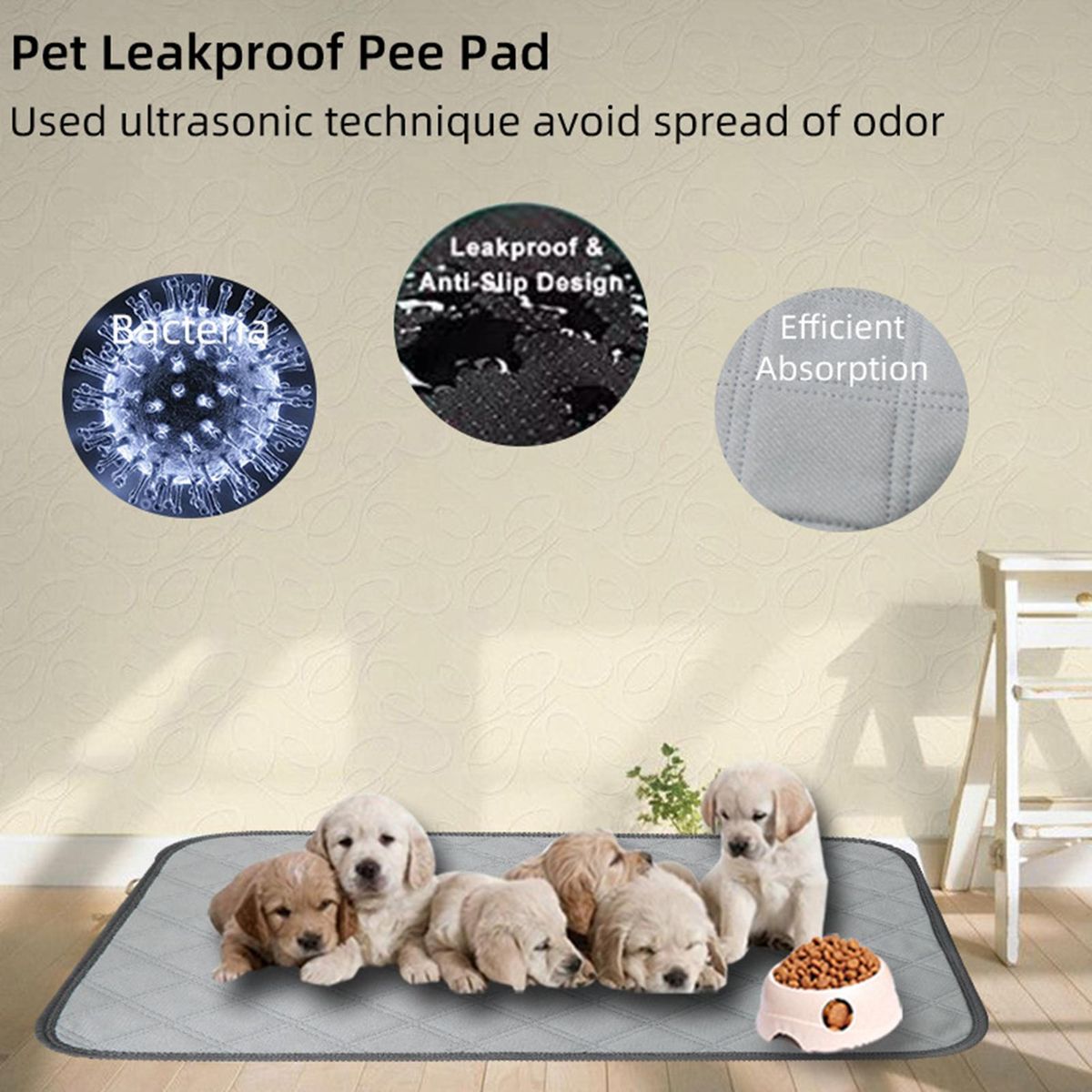Washable Dog Pee Pads Reusable Puppy Pee Pads Non Slip Dog Mats with Great Urine Absorption