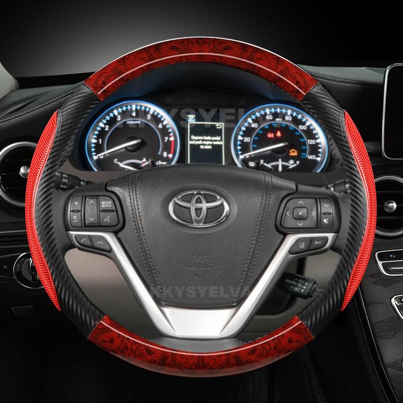 Mahogany Wood Grain Car Steering Wheel Cover For Toyota Highlander 2014 2015 2016 2017 2018  Sienna 2015 2016 -