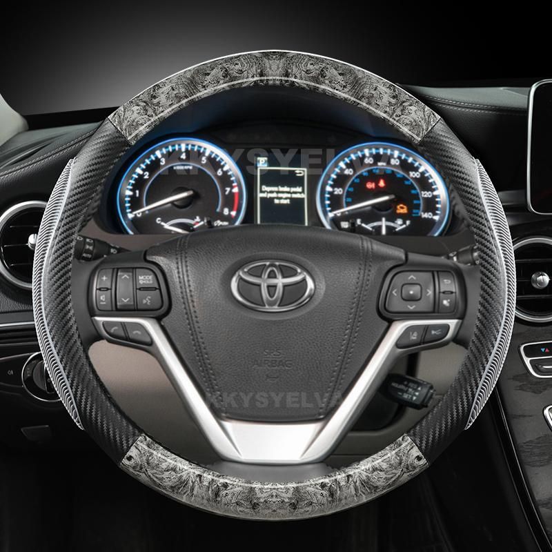Mahogany Wood Grain Car Steering Wheel Cover For Toyota Highlander 2014 2015 2016 2017 2018  Sienna 2015 2016 -