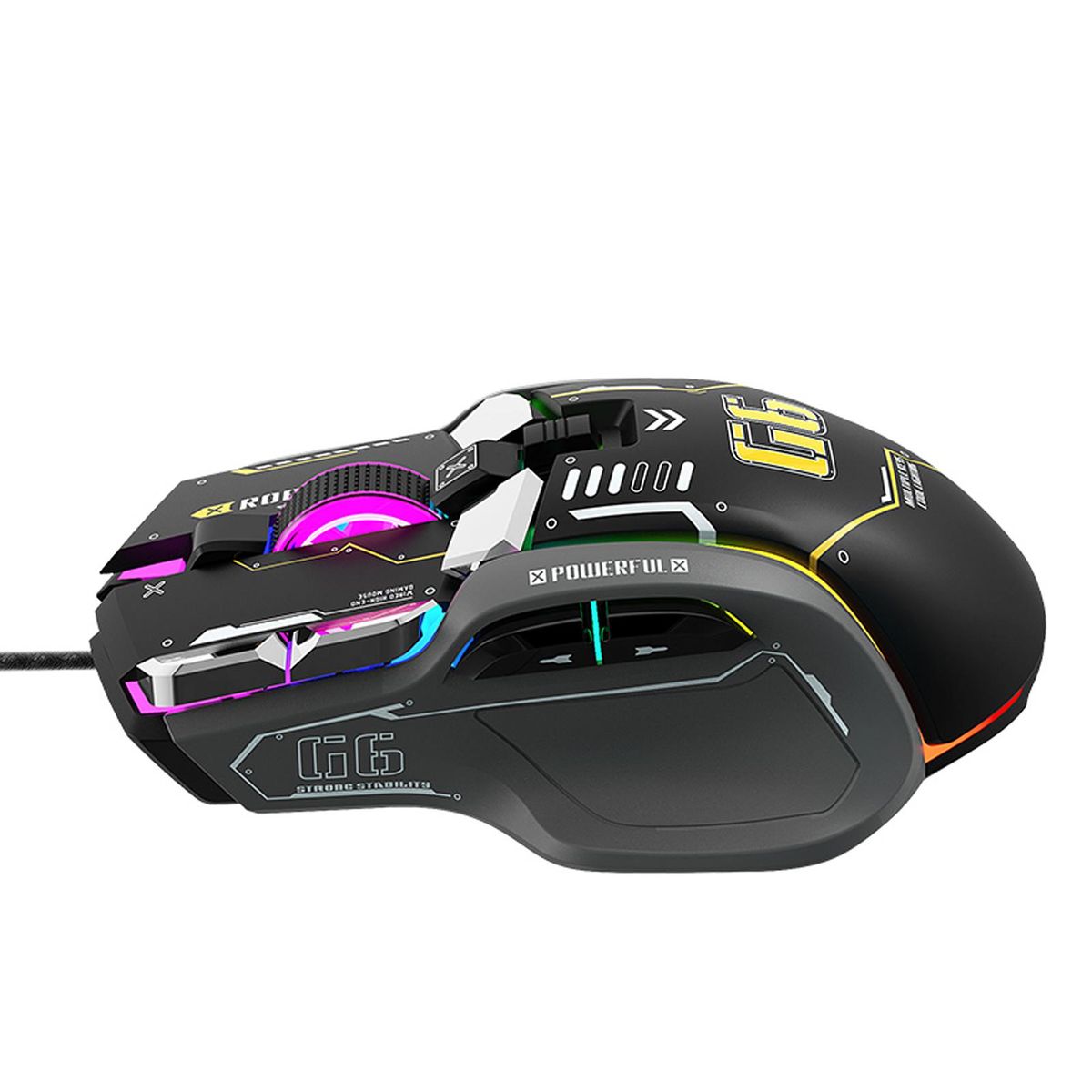 G6 RGB 12-Key Mechanical Mouse Wired Gaming Mosue Ergonomic Design 10-key Macro Programmable Setting 6-Speed Adjustable DPI 13 RGB Lighting Modes
