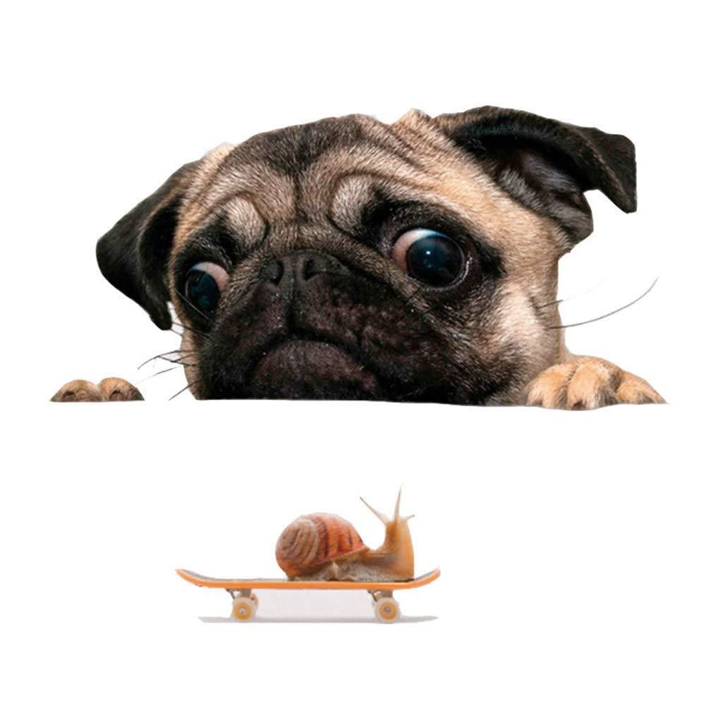 Funny Cute Pet Pug Dog Snail 3D Car Window Decals Home Wall