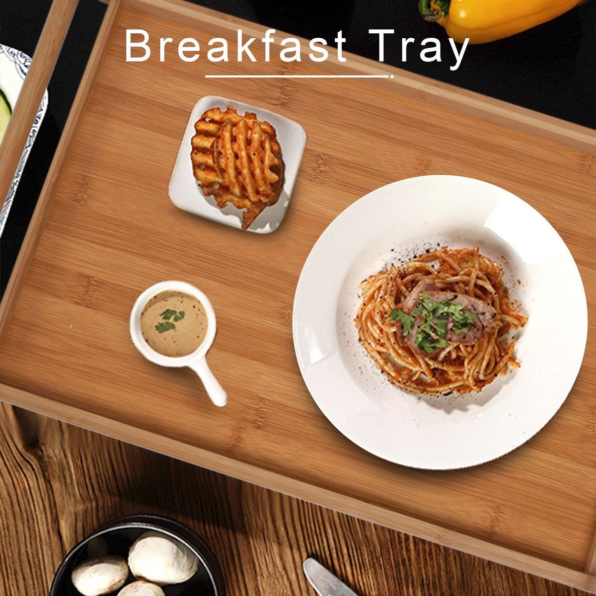 Tea Tray Serving Tray With Handles Bamboo Serving Tray