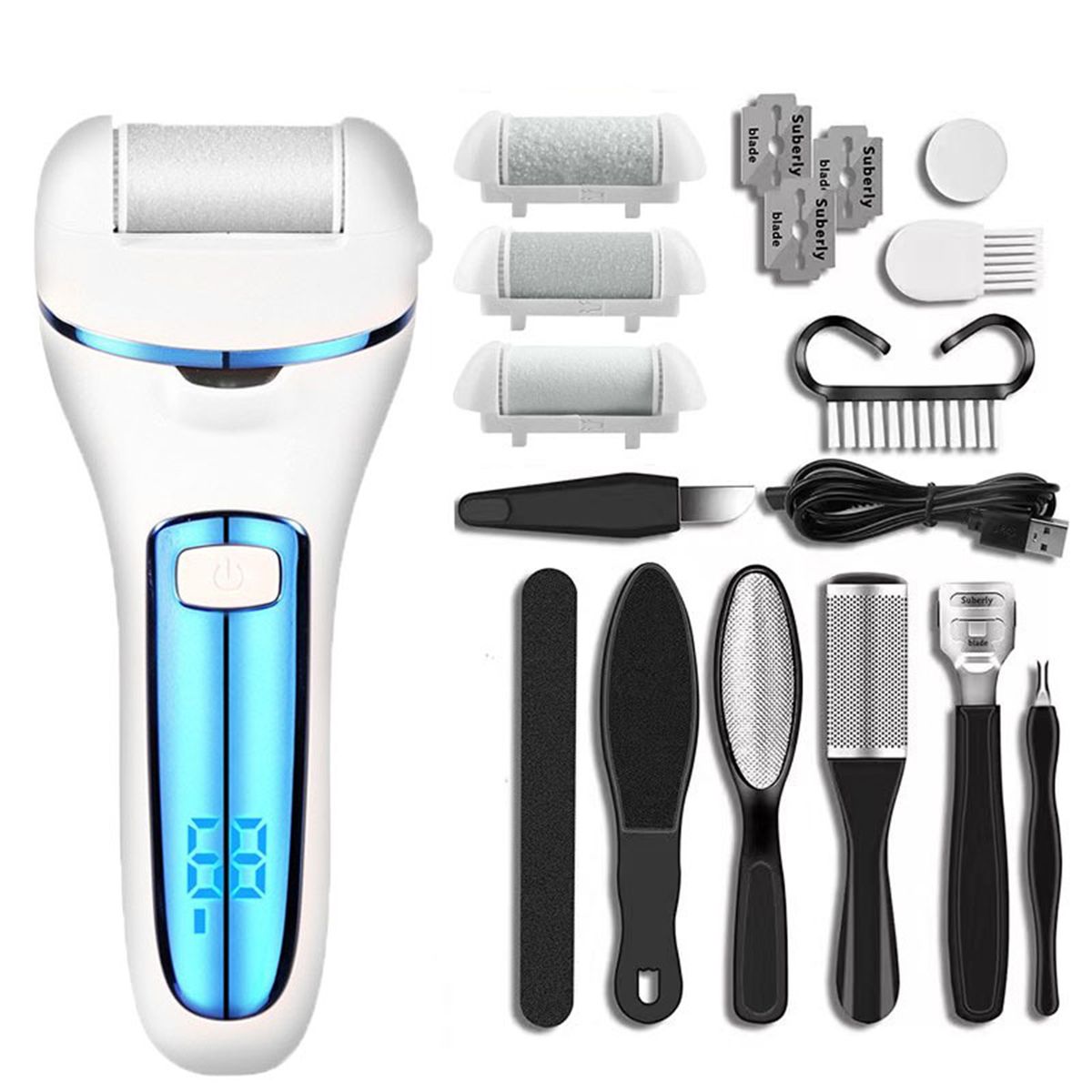 Electric Rechargeable Foot Grinder Digital Display Callus
