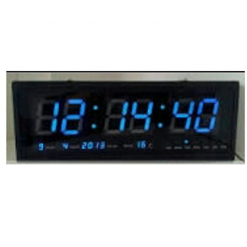 6 DIGITS Time, Date & Temp LED Digital Clock - Blue