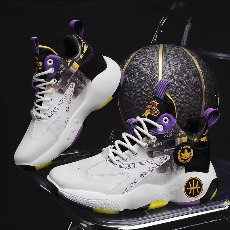Men's New High Top Fashion Casual Sports Shoes - White/Purple