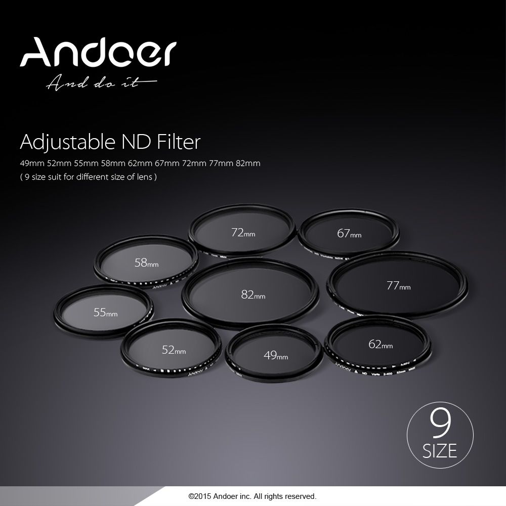 55mm ND Fader Neutral Density Adjustable ND2 To