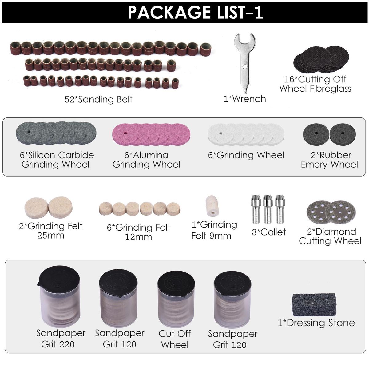 400PCS Electric Grinder Accessories Kit Rotary Tool Accessories Set Multifunction Grinding Polishing Drilling Kits 1.6 2.4 3.2mm Diameter Collet and Shanks Universal Fitment for Cutting Grinding Sanding Sharpening Carving and