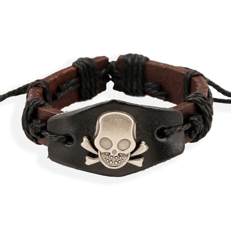 Retro Cowhide Hand-woven Skull Bracelet