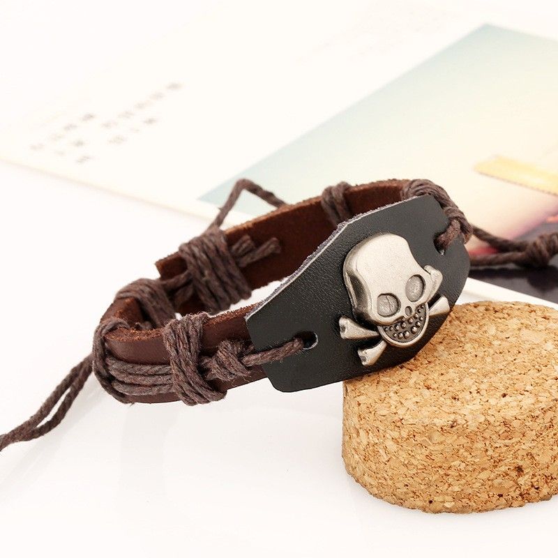Retro Cowhide Hand-woven Skull Bracelet