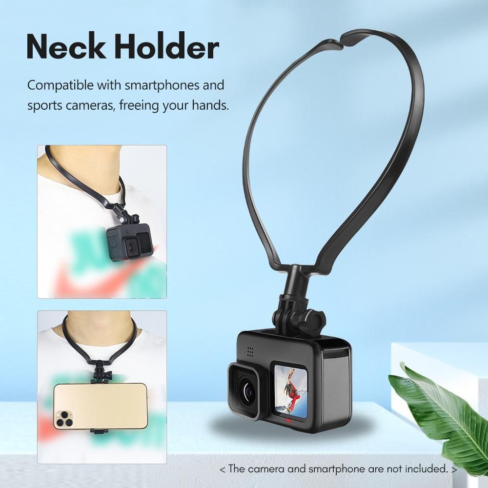 Andoer Sports Camera Accessory Set Chest Strap Mount + Head Strap + Neck Holder + Phone Holder for Cycling Hiking Boating Travel Video Recording Live Stream