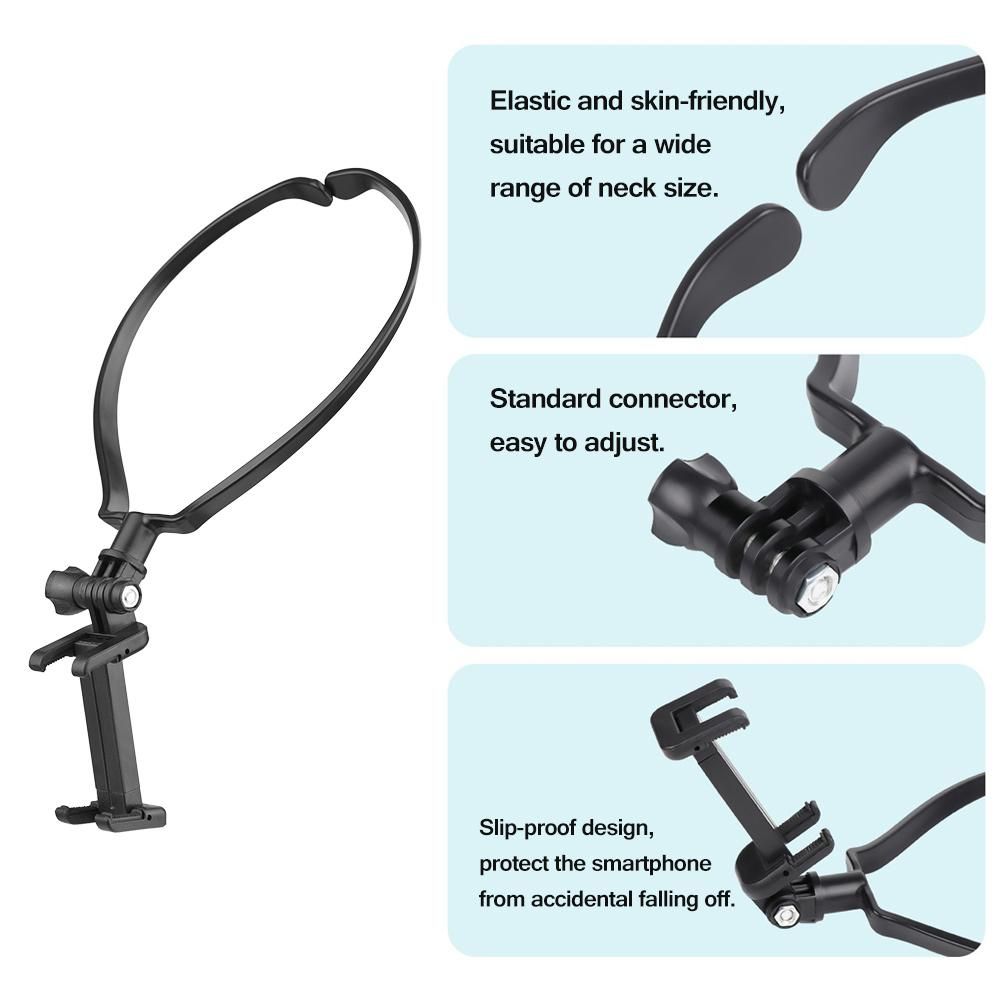 Andoer Sports Camera Accessory Set Chest Strap Mount + Head Strap + Neck Holder + Phone Holder for Cycling Hiking Boating Travel Video Recording Live Stream