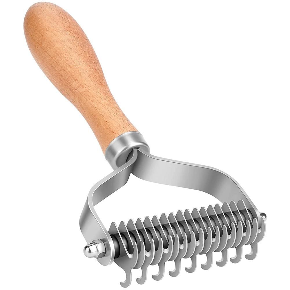 Pet Grooming Brush, 2 Sided Undercoat Rake for Dogs &