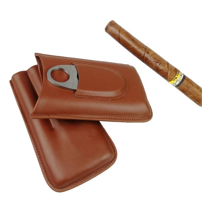 Leather Portable  Holder Waterproof Case Tube W/   Men