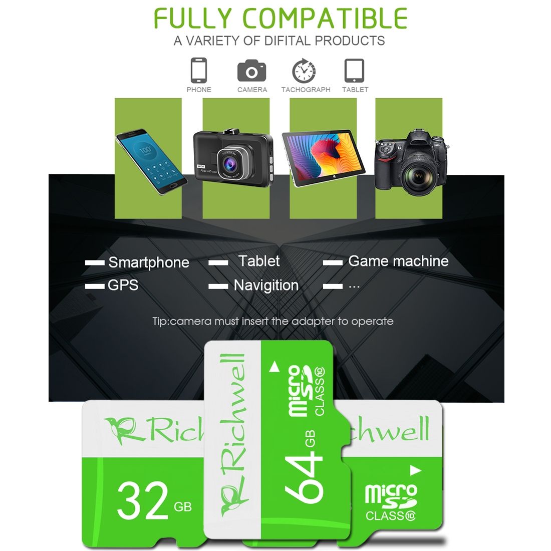 Richwell 64GB High Speed Class 10 Micro SD(TF) Memory Card