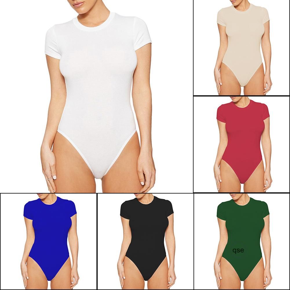 Women's Round Neck Short Sleeve Bodysuit Comfortable