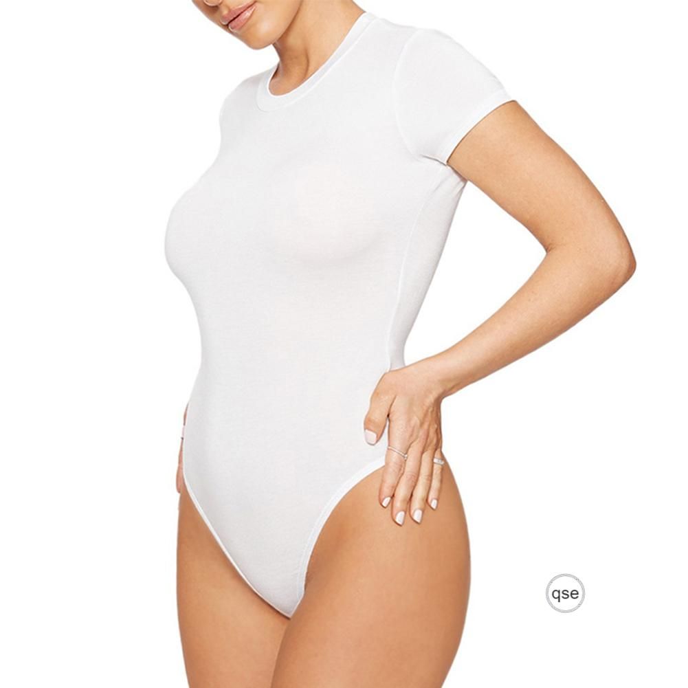 Women's Round Neck Short Sleeve Bodysuit Comfortable