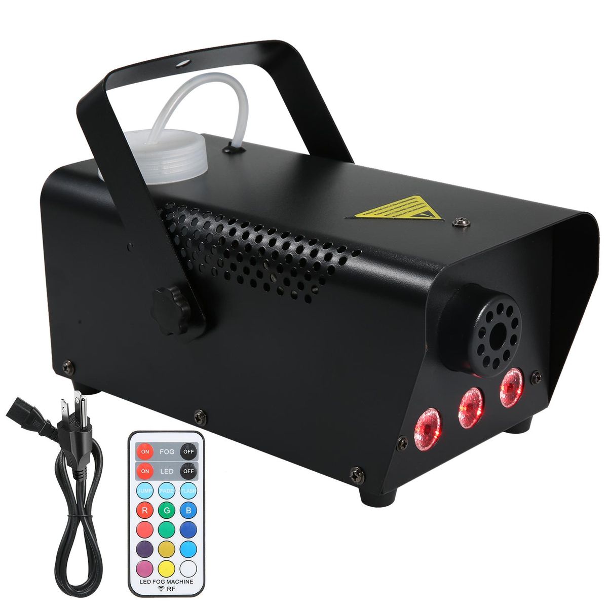 AC110V 500W 3 LEDs Illuminated Fogging Machine Fogger Smoke Machine 250ML Tank with 19 Keys Controller Jump/ Fade/ Flash 3 Different Lighting Effects/ 12 Static Colors Changing for Party Gathering Holiday Festival Halloween C
