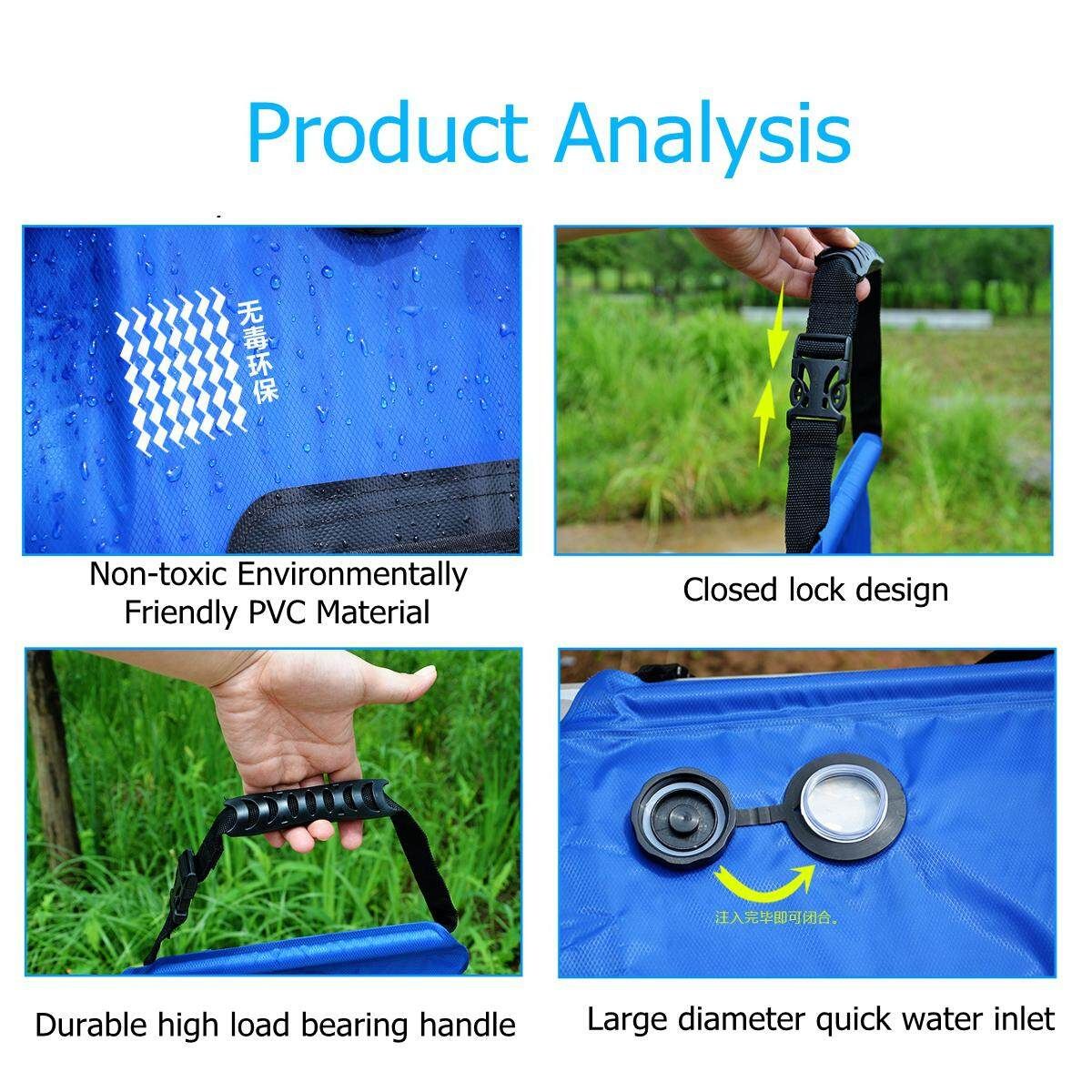 20L Royal Blue/ Green Portable Shower Bag Solar Water Heater Outdoor Camping Shower