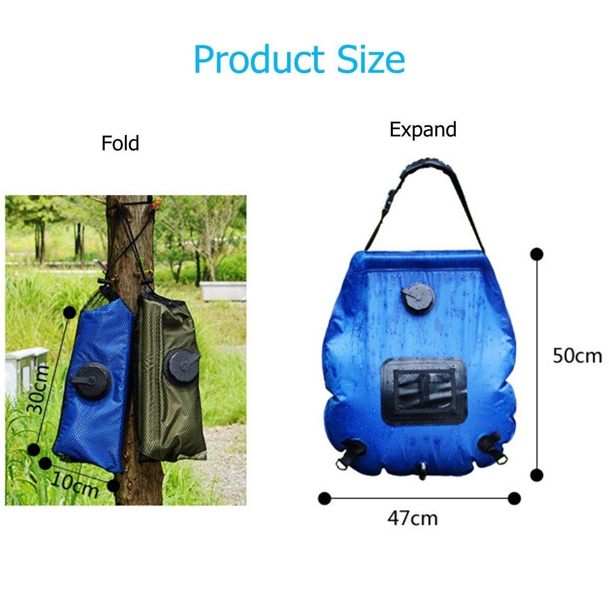20L Royal Blue/ Green Portable Shower Bag Solar Water Heater Outdoor Camping Shower
