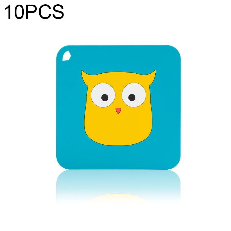 10 PCS Anti-scald And Heat-resistant Placemats Home Waterproof And Oil-proof Table Mats Silicone Coasters, Size:Large, Style:Owl