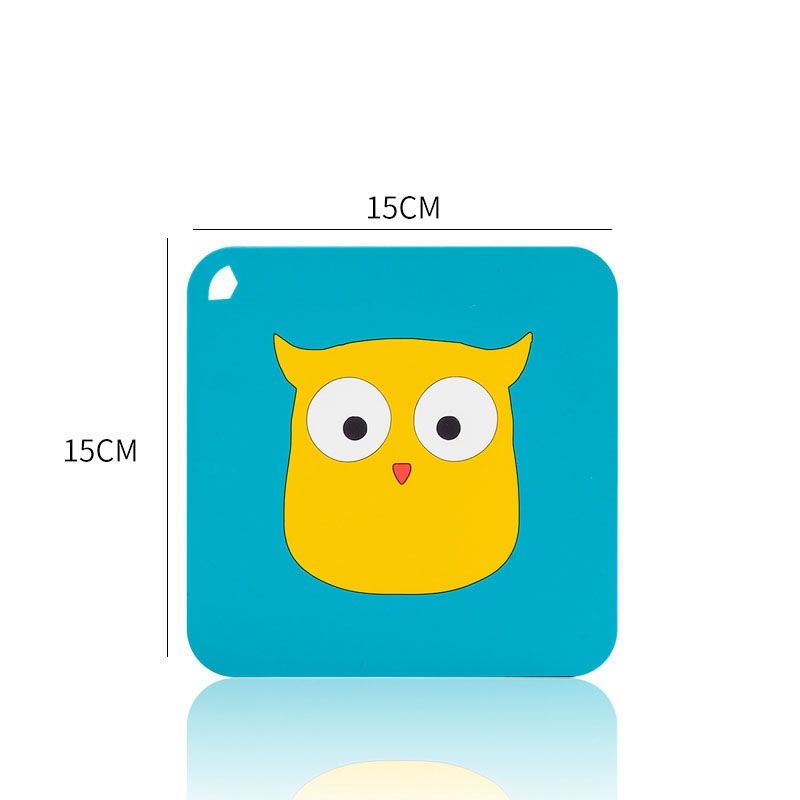10 PCS Anti-scald And Heat-resistant Placemats Home Waterproof And Oil-proof Table Mats Silicone Coasters, Size:Large, Style:Owl