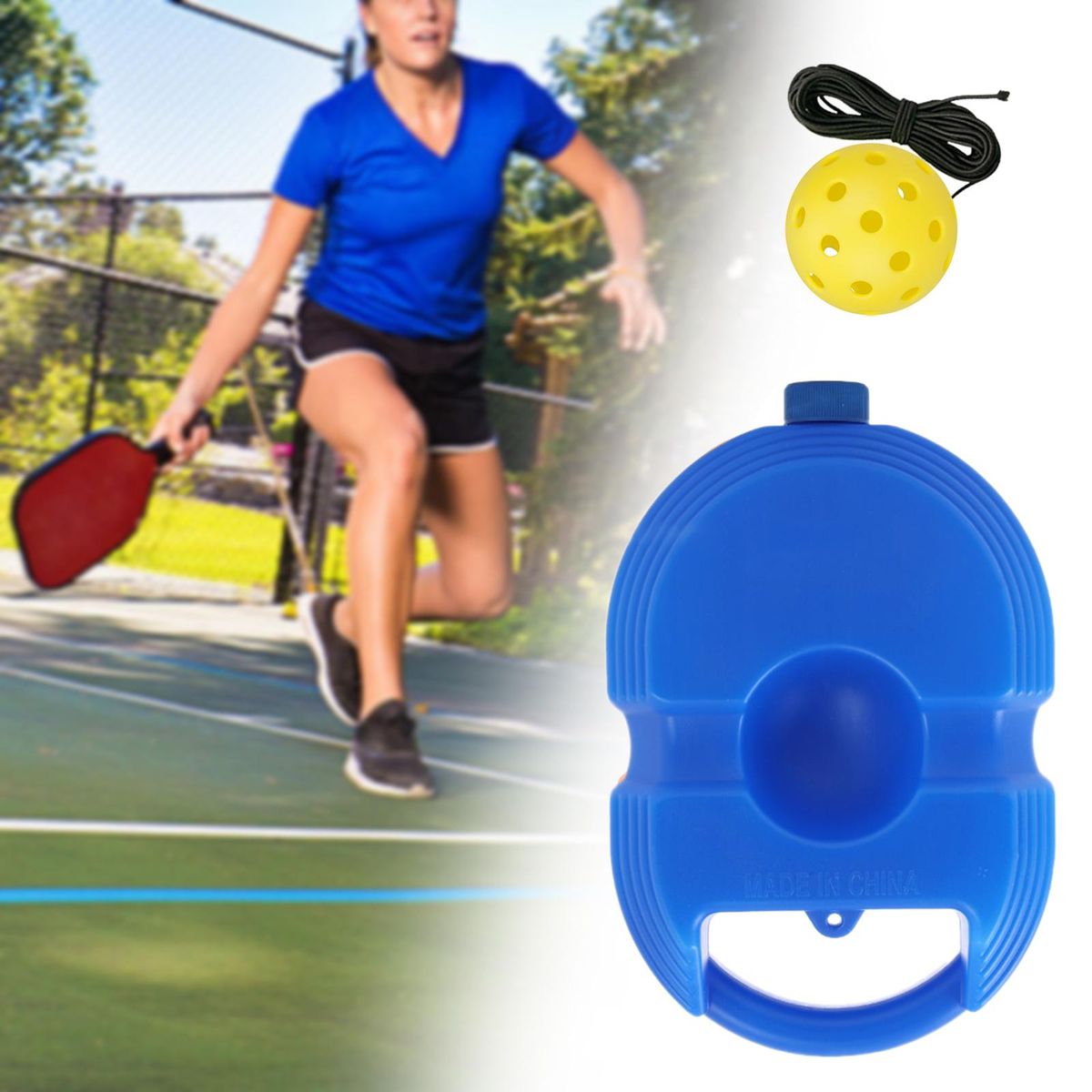 Pickleball Trainer Baseboard Portable Pickleball Blue