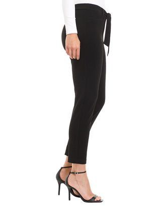 Stretch Crepe Straight Pants- Black